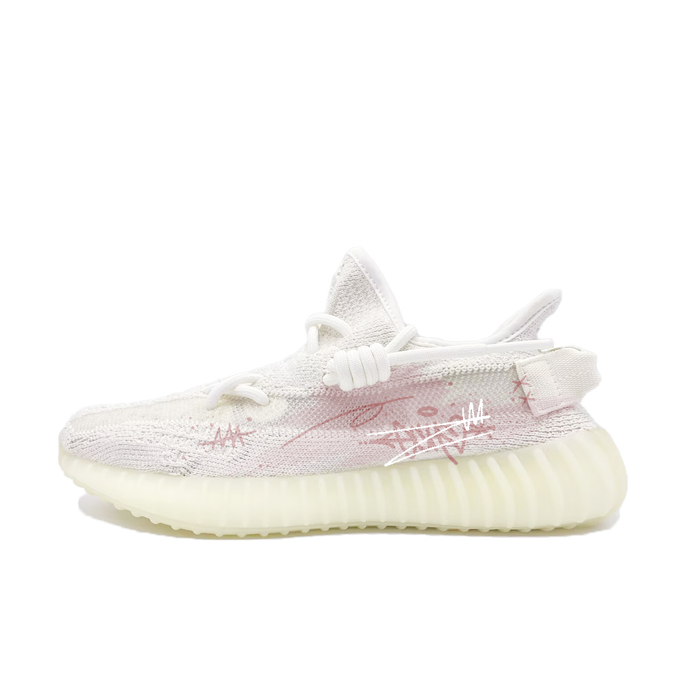 Adidas Originals Yeezy Boost 350 V2 Peach Mist Love Letter Abrasion Resistant Low Top Casual Shoes Unisex Pink