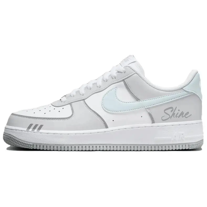 Nike Air Force 1 Premium Cool Gray Abrasion Resistant Low Top Skateboard Shoes Unisex White Gray