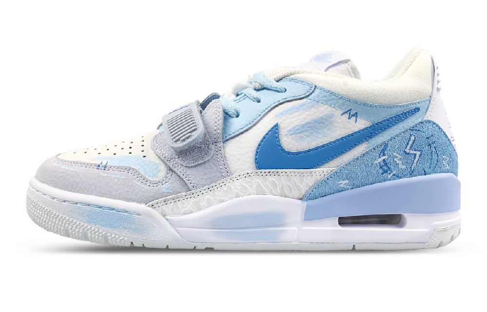 Jordan Legacy 312 Anti-Slip Wear-Resistant Low-Top Vintage Basketball Shoes Men's White Blue