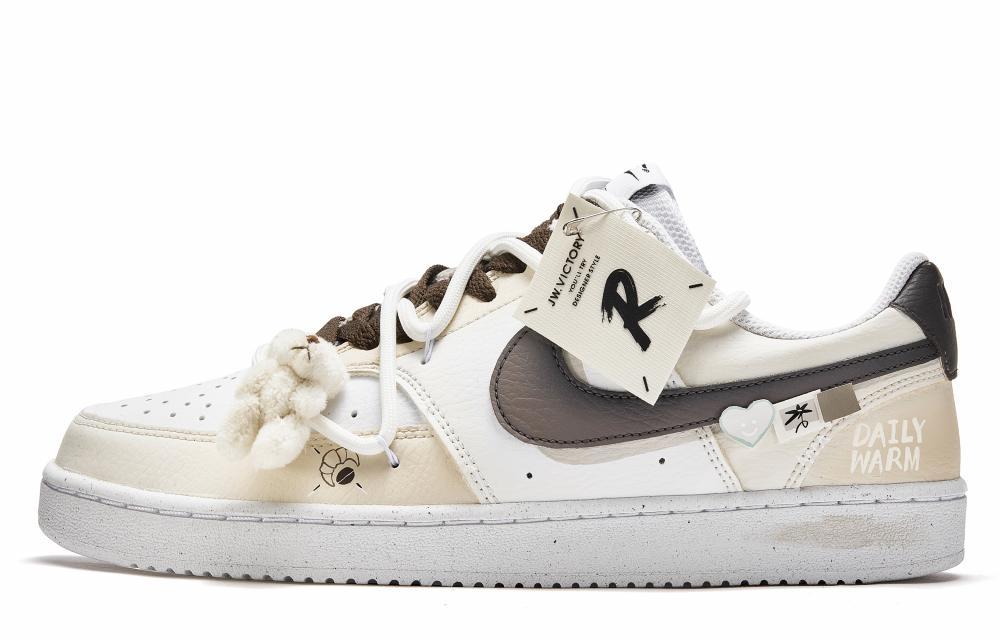 Nike Court Vision 1 Mocha Puffy With Gradual Light And Dark Transition Low-Top Skateboard Shoes Men's White Brown