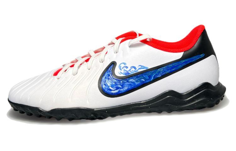 Nike Tiempo Legend 10 TF Rubber Broken Studs Artificial Ground Anti-Slip Wear-Resistant Soccer Shoes Men's White