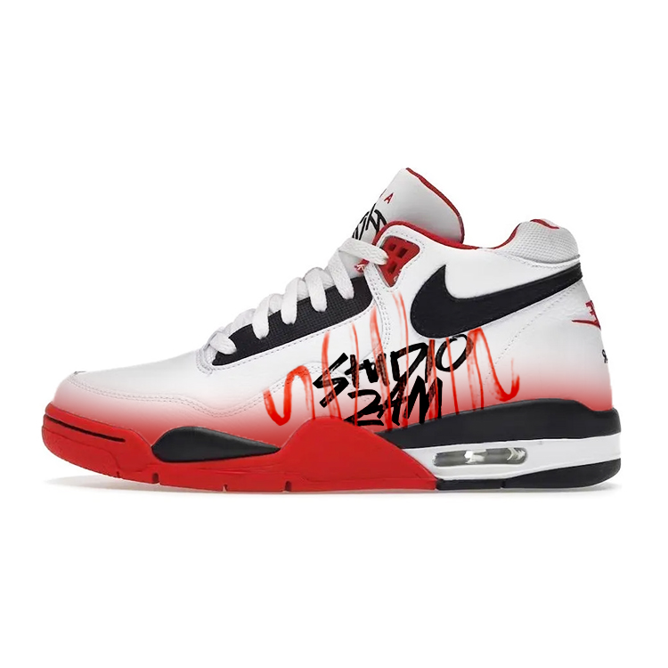 Nike Flight Legacy Cushioning Wear-Resistant Mid-Top Vintage Basketball Shoes Unisex Red White