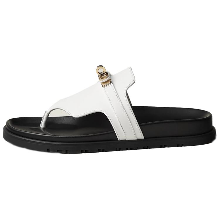 HERMES Empire Rubber Sole Flip Flops Women's White