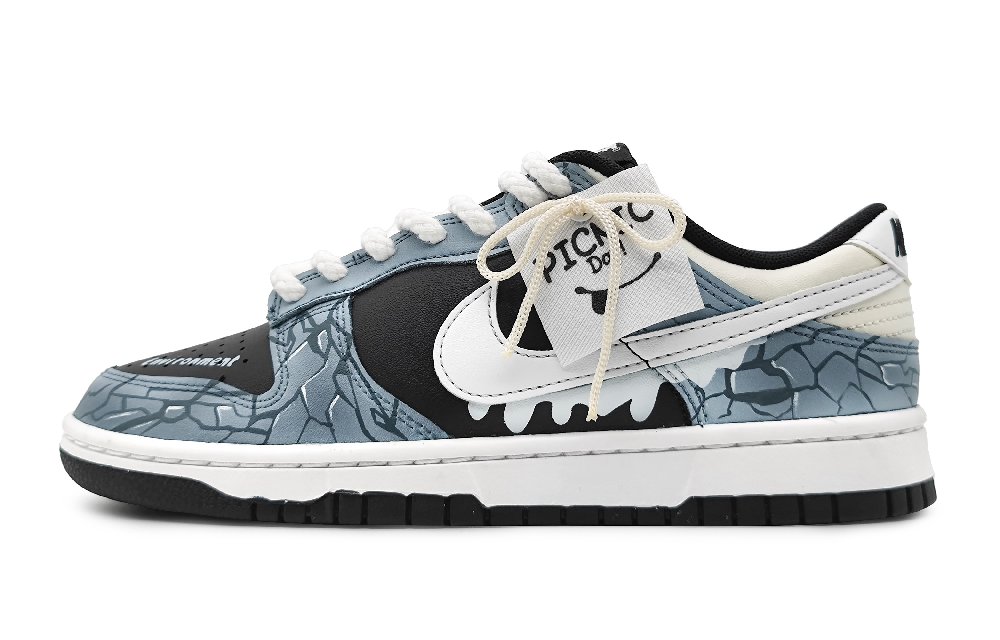 Nike Dunk Low Low-Top Skateboard Shoes GS Black Blue