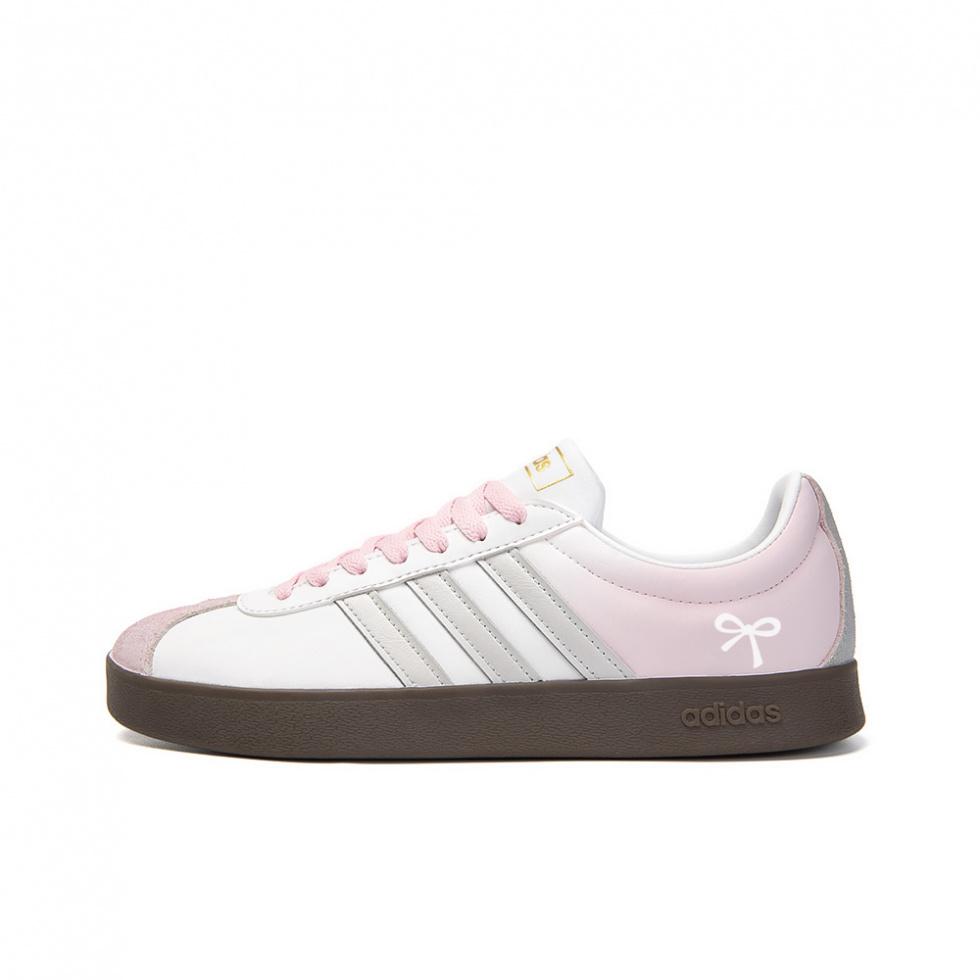Adidas Neo VL Court 2.0 Slip-Resistant Impact Resistance Quick Dry Low-Top Skateboard Shoes Unisex Pink White