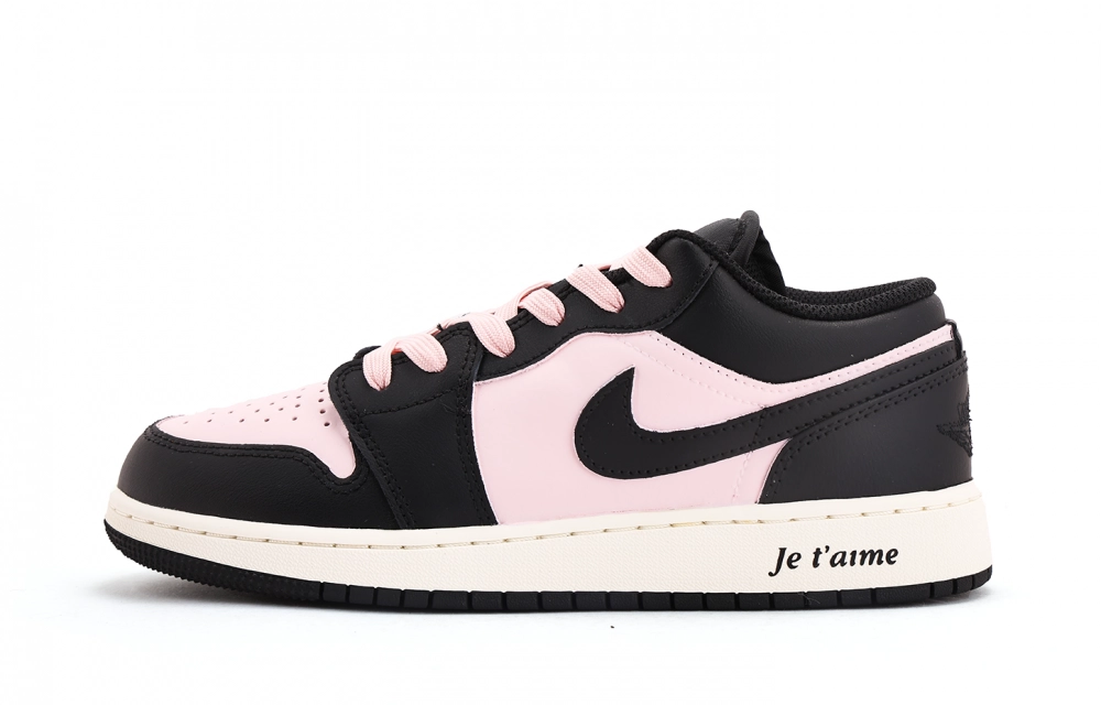 Jordan Air Jordan 1 Abrasion Resistant Coverage Low top Vintage Basketball Shoes Women's Black Pink