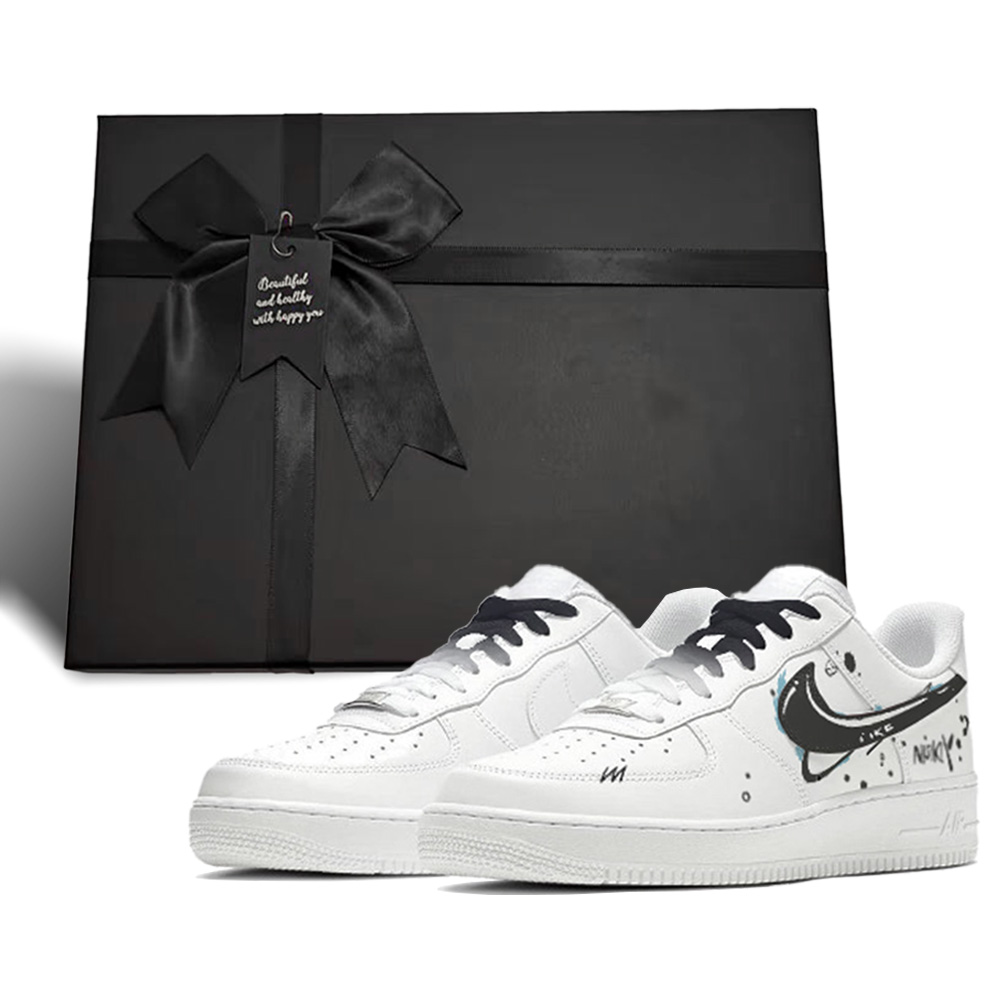 Nike Air Force 1 Wear-Resistant Low-Top Skateboard Shoes Unisex Black White
