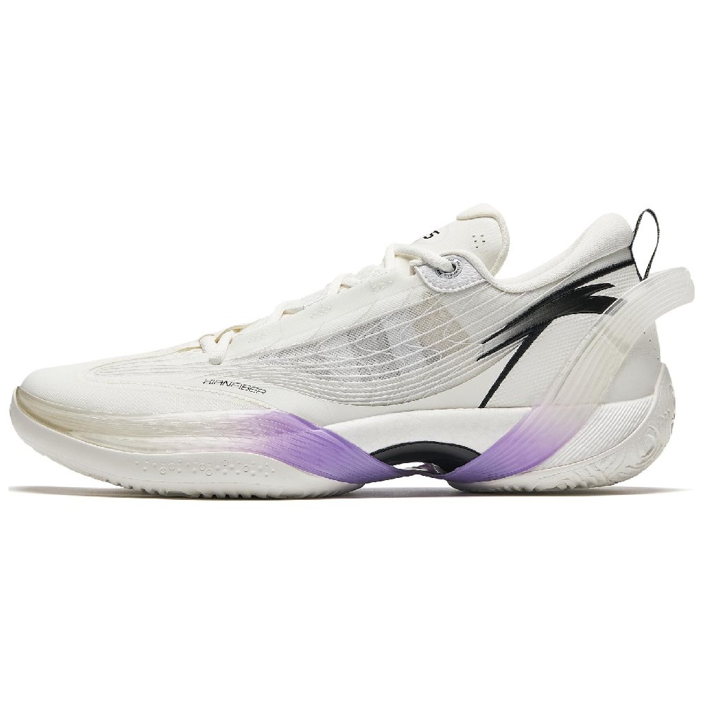 Anta Three-point Rain1.0 Cushioned Slip-Resistant Low-Top Basketball Shoes Men's White Purple