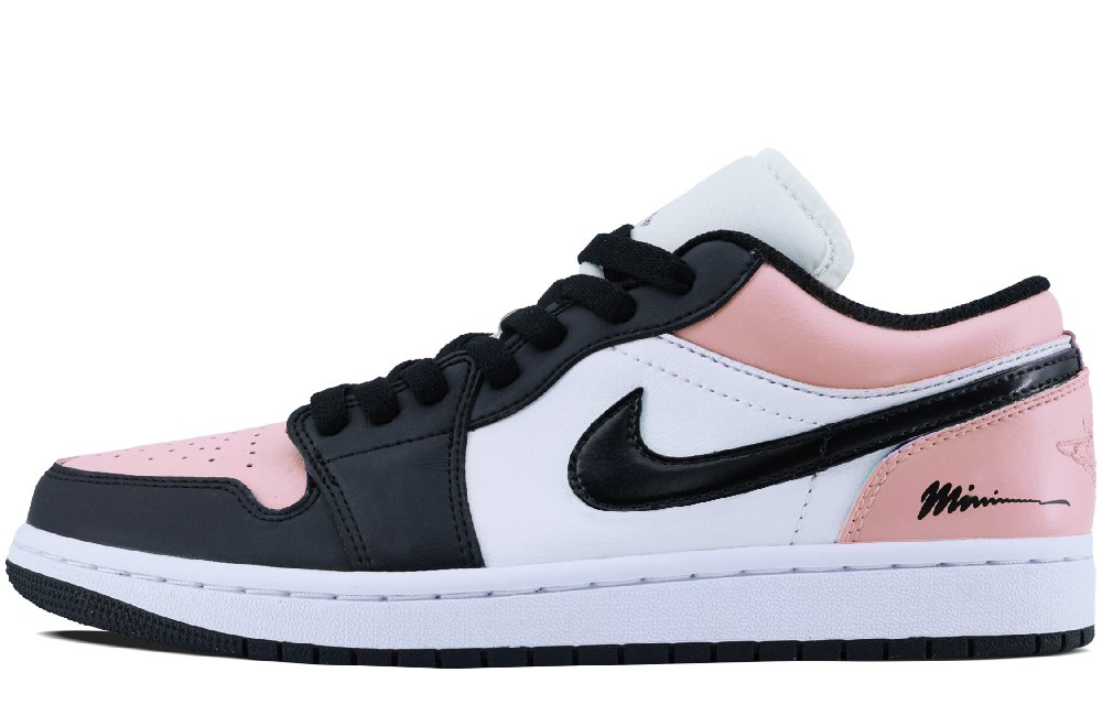 Jordan Air Jordan 1 Abrasion Resistant Low Top Vintage Basketball Shoes Men's Black Pink Toe