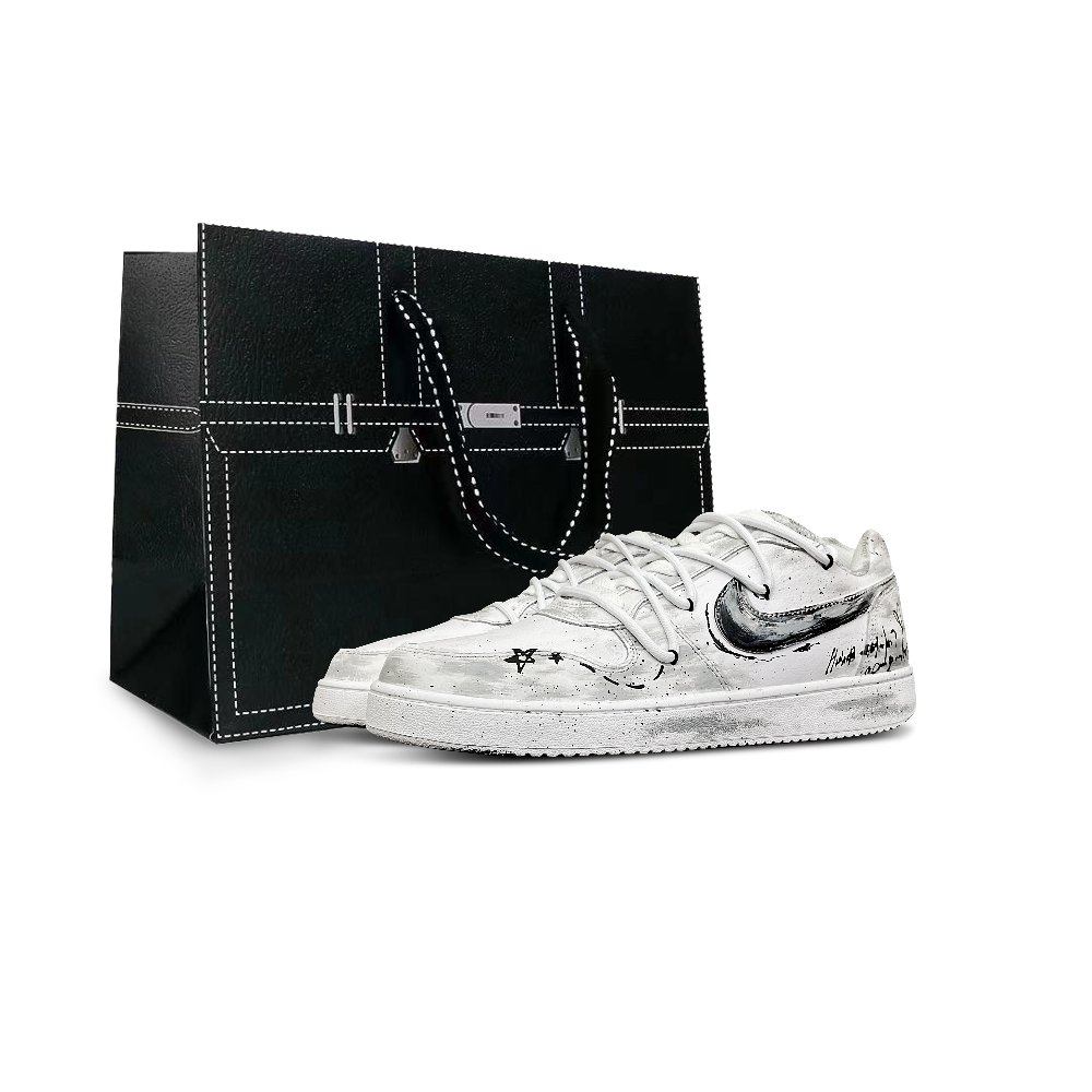 Nike EBERNON Tower Rabbit Coexistence Cushioning, Wear Resistant Low Top Skateboard Shoes Men's Gray White