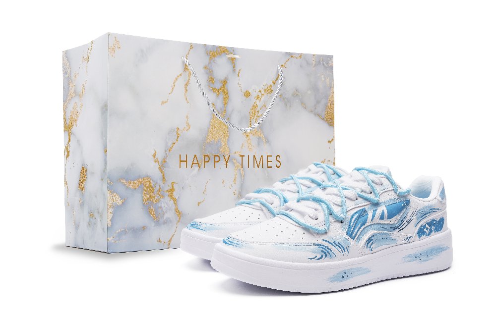 LiNing Acer Truncatum Slip Resistant Shock Absorbers Low Top Skateboard Shoes Men's White Blue