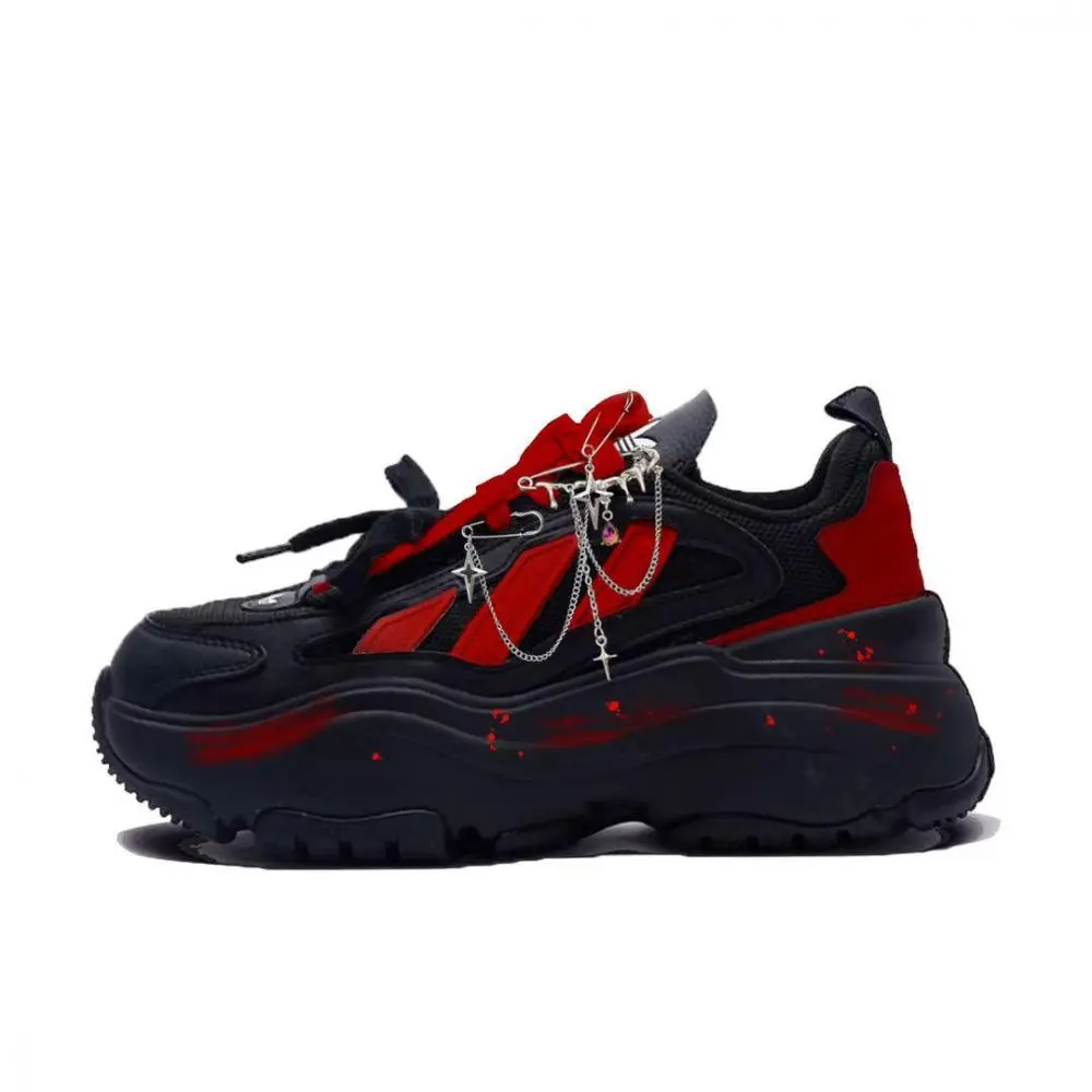 Adidas Originals OZGAIA Blood Hazy Slip Resistant Abrasion Resistant Low top Chunky Sneakers Women's Black Red