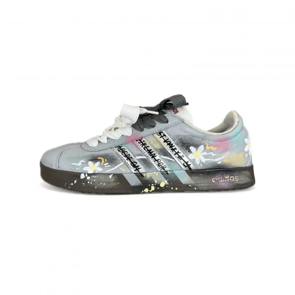 Adidas VL Court 2.0 Skateboard Shoes Unisex Low top Gray/Silver/White/Black