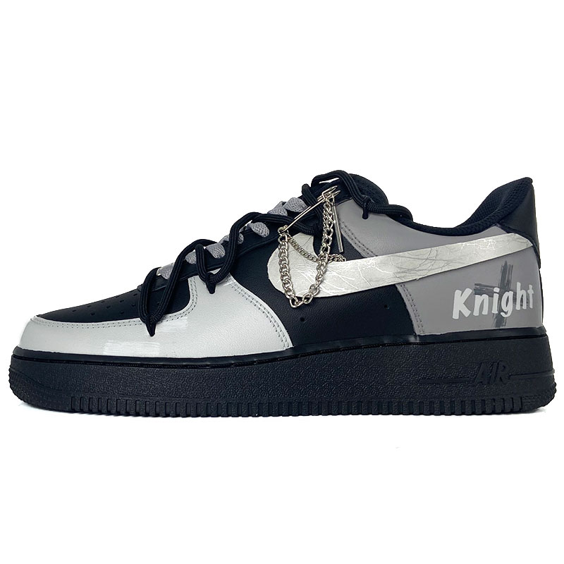 Nike Air Force 1 Anti-Slip Wear-Resistant Low-Top Skateboard Shoes Unisex Black Gray