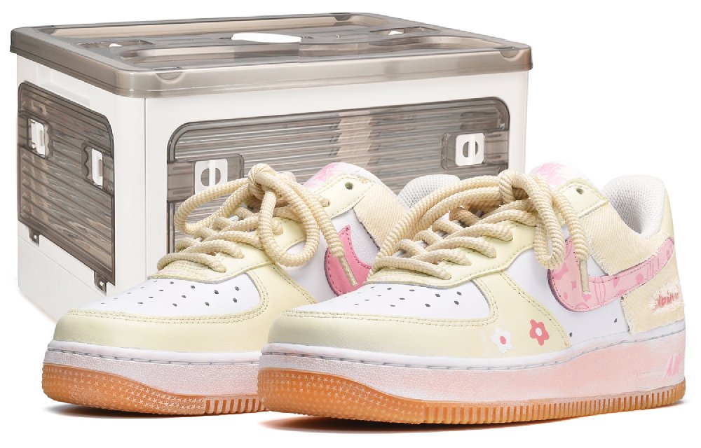 Nike Air Force 1 Skateboard Shoes Unisex Low-Top Pink White Yellow