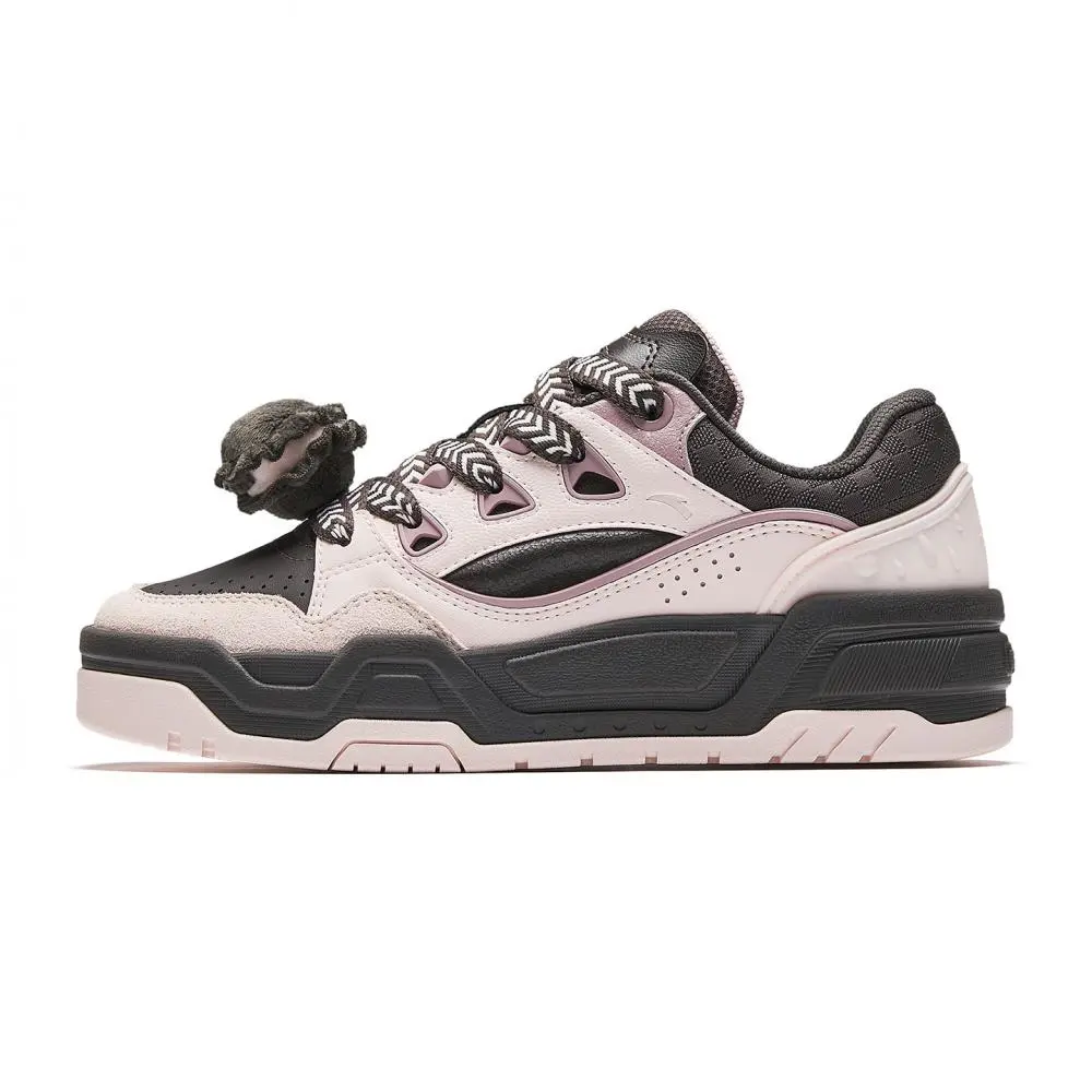 Anta Lightweight And Wear resistant Low top Skateboard Shoes Women's Umber Pink White