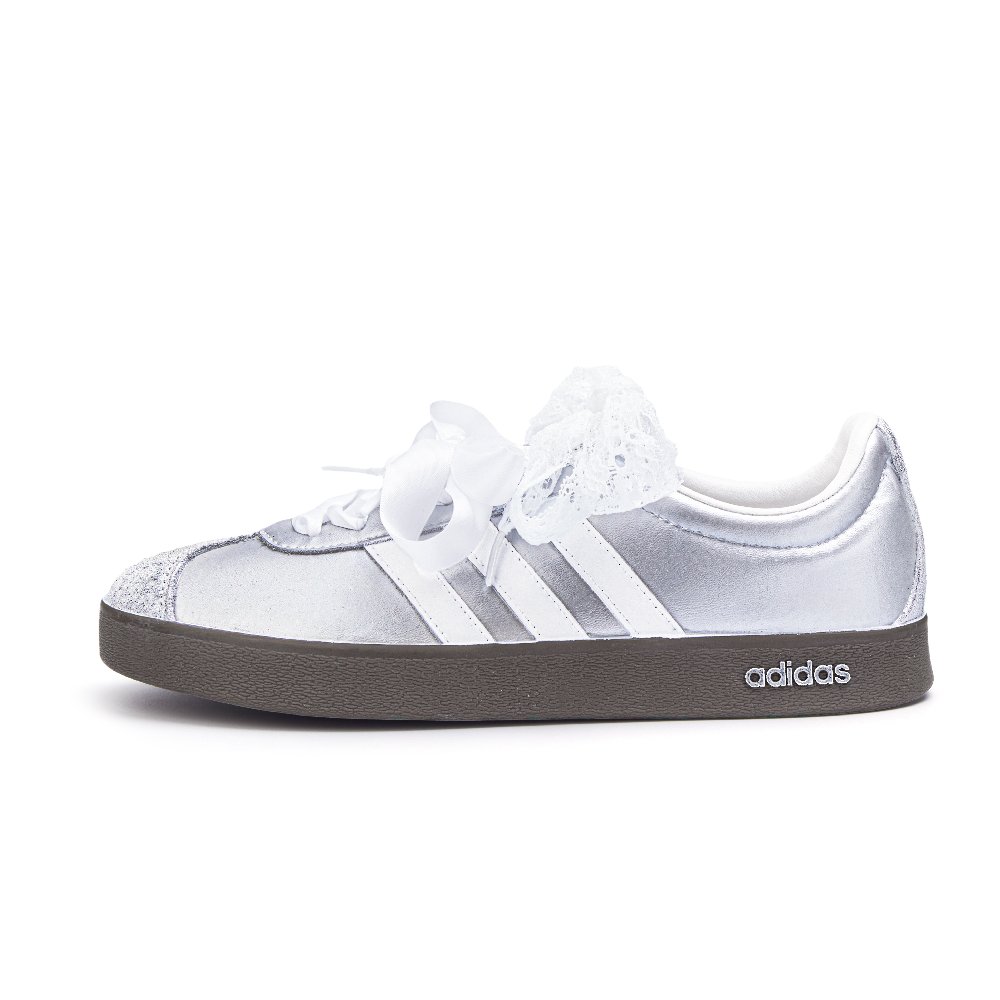 Adidas Neo VL Court 2.0 Slip Resistant Low Top Skateboard Shoes Unisex Silver
