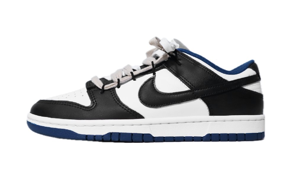 Nike Dunk Low-Top Skateboard Shoes Men's Black White Blue