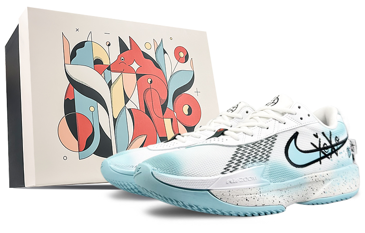 Nike Air Zoom G.T. Cut Academy Cushioned Slip-Resistant Low-Top Basketball Shoes Unisex White Blue
