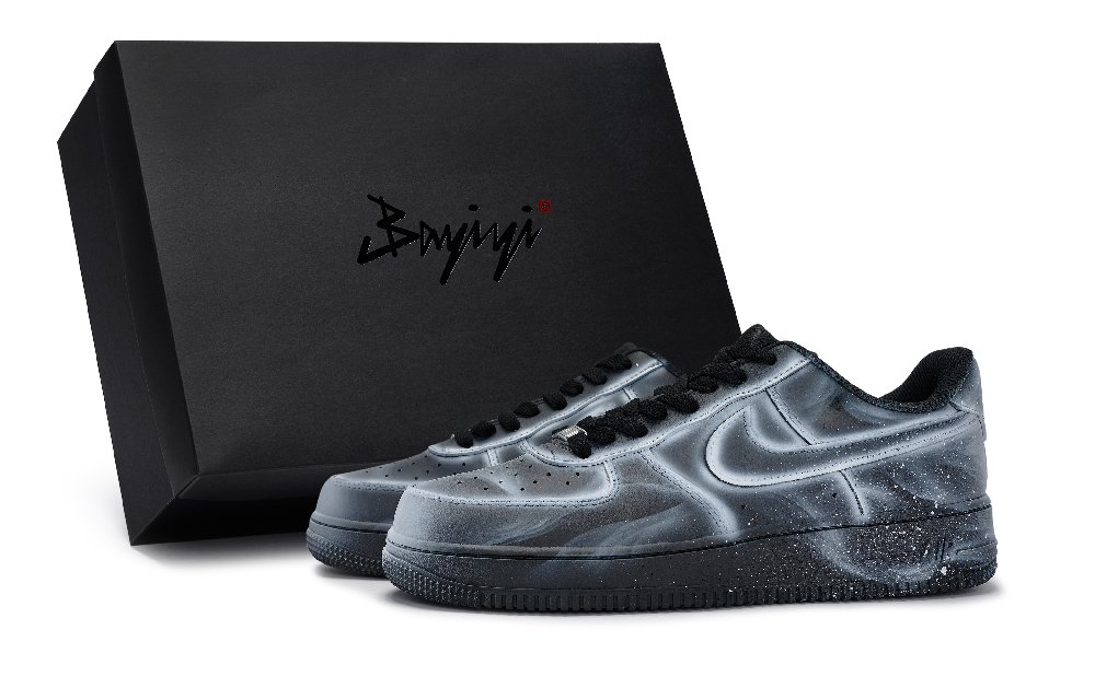 Nike Air Force 1 Anti-Slip Wear-Resistant Low-Top Skateboard Shoes Unisex Black White Gray