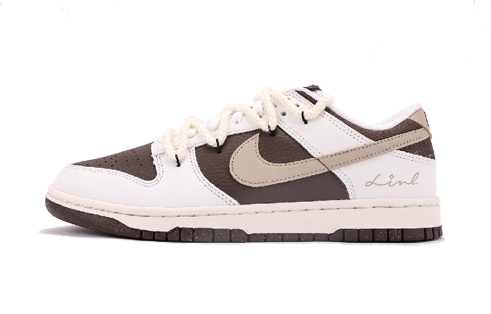 Nike Dunk Slip-Resistant Coverage Low-Top Skateboard Shoes Unisex White Brown