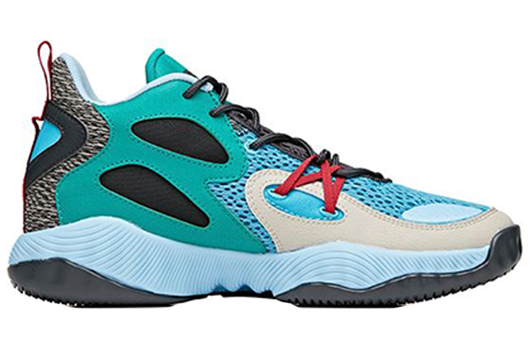 Anta Wind Tunnel 1 Slip Resistant, Abrasion Resistant, Lightweight Mid top Basketball Shoes Men's Blue Green