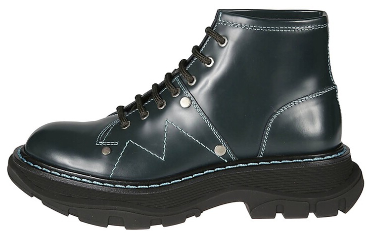 Alexander McQueen Ankle Boots Women's Green Silver Color