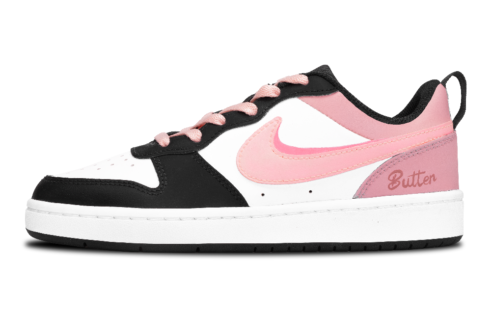 Nike Court Borough Anti-Slip Wear-Resistant Low-Top Skateboard Shoes GS Black Pink