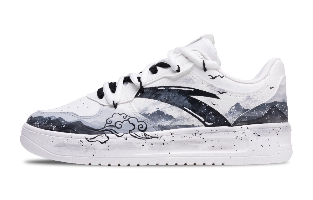 Anta Low Top Skateboard Shoes Unisex Black White Gray