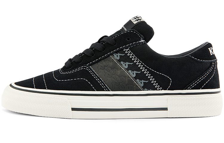 Kappa Coverage Wear-Resistant Low-Top Skateboard Shoes Unisex Black White