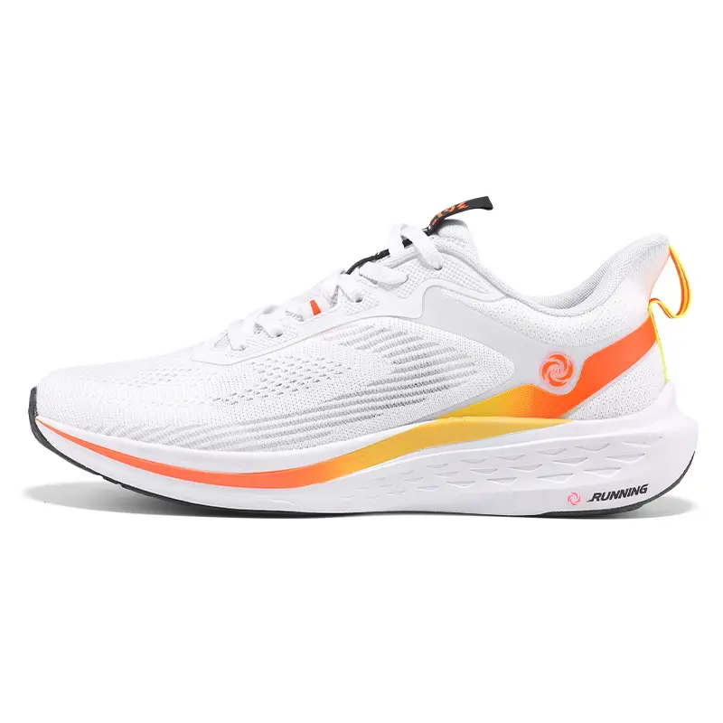 361° Cushioning, Wear Resistant Low Top Sprint Running Shoes Men's White Orange