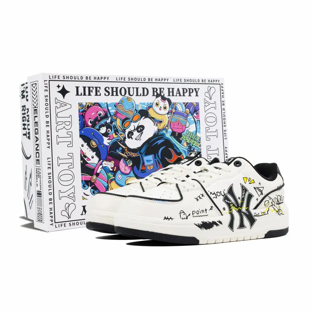 MLB Chunky Liner Drawing, Wish List Wear resistant And Lightweight Low top Skateboard Shoes Unisex Black White