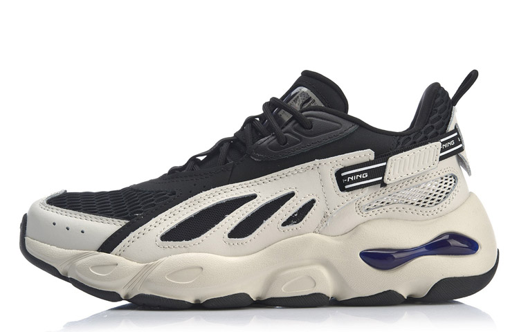 LINING Butterfly Lite Leather Men's Dad Shoes - White/Black/Dark Blue