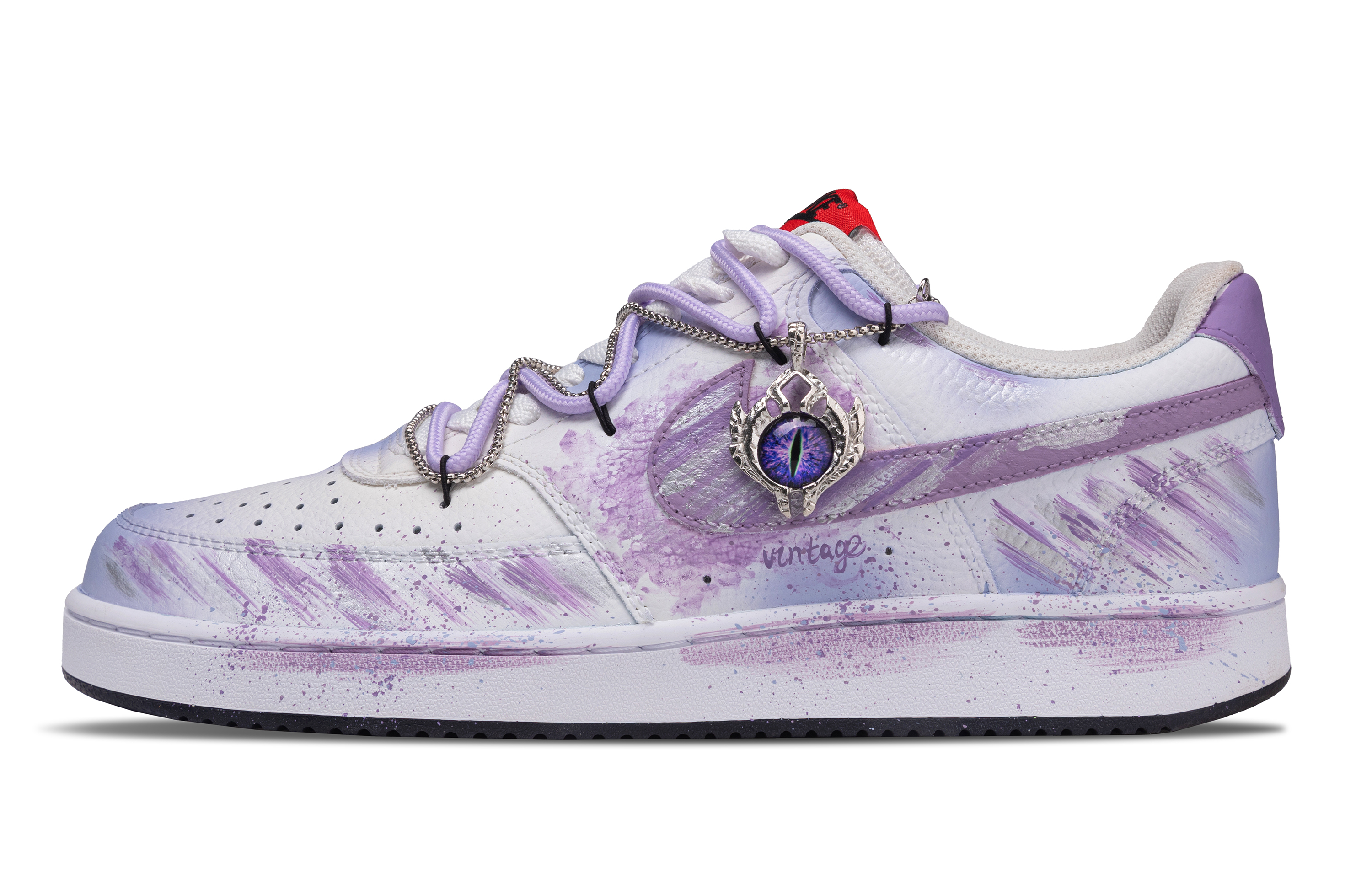 Nike Court Vision 1 Purple Swirl Waterproof And Wear resistant Low top Skateboard Shoes Men's Light Purple