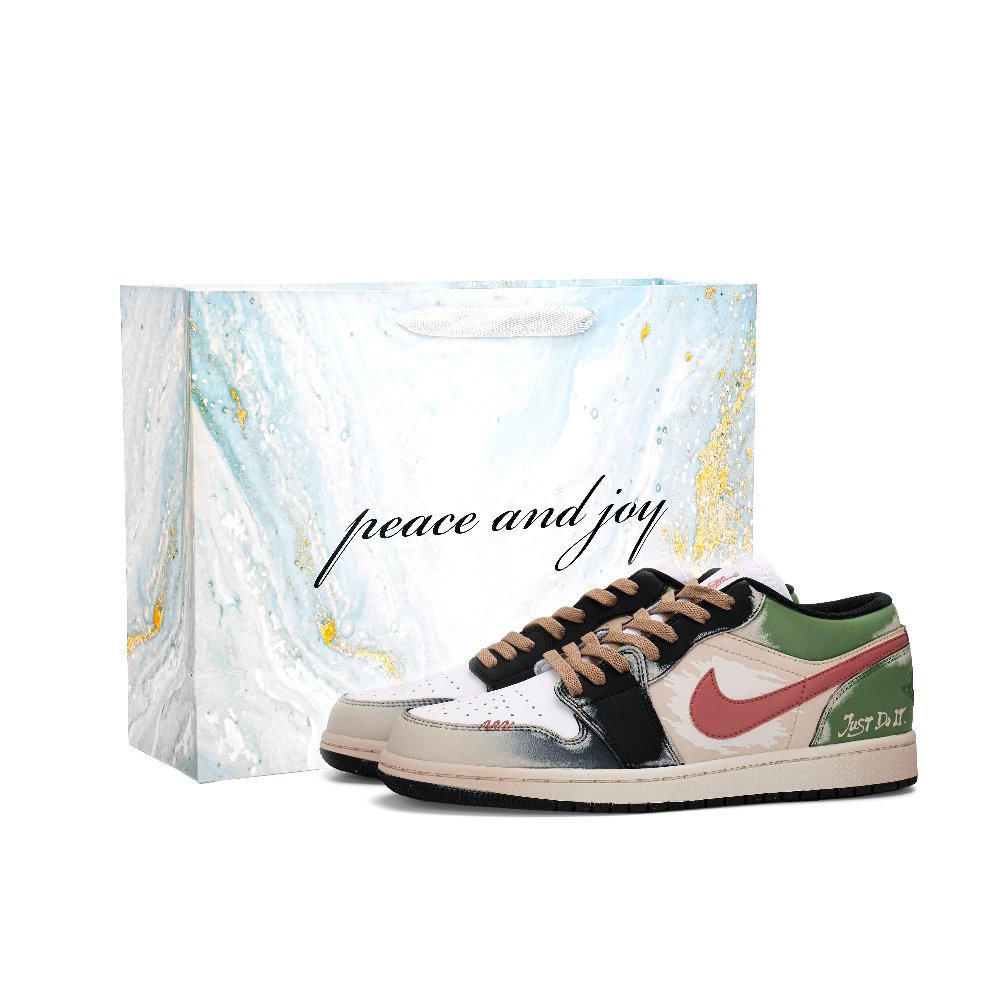 Jordan Air Jordan 1 Abrasion Resistant Low Top Vintage Basketball Shoes Men's Red Brown Green