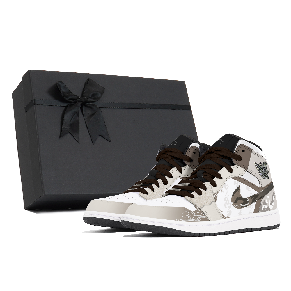 Jordan Air Jordan 1 Abrasion Resistant Mid Top Vintage Basketball Shoes Unisex Light Gray