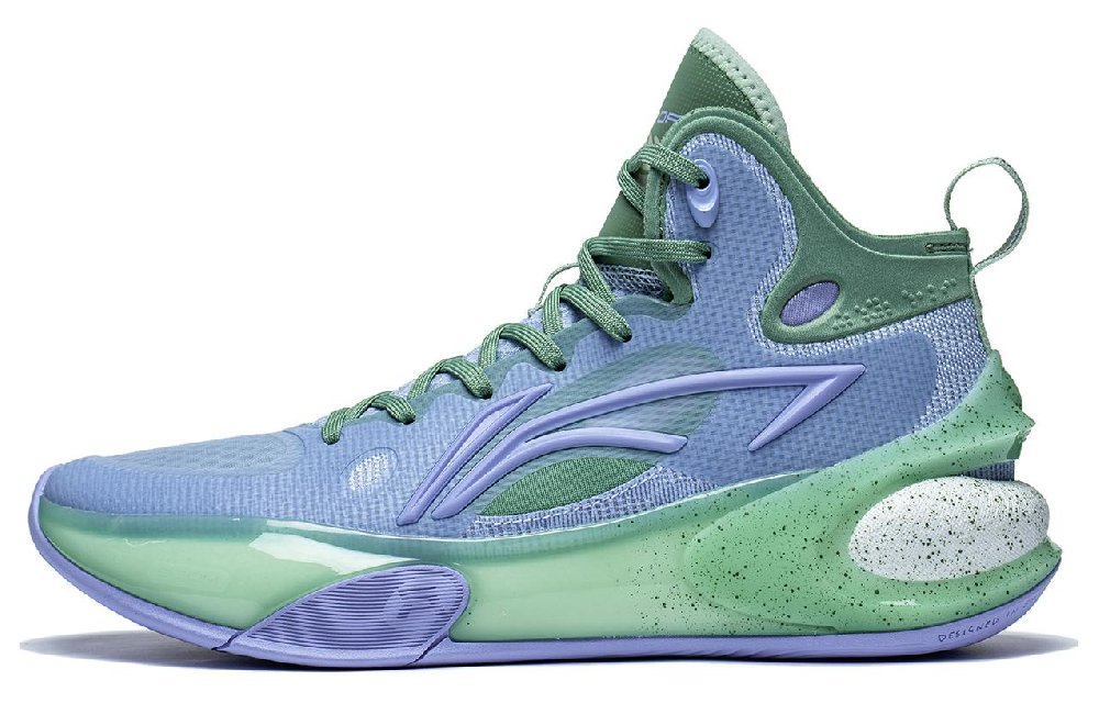 LiNing YuShuai 17 Abrasion Resistant Mid top Basketball Shoes Men's Purple Cyan