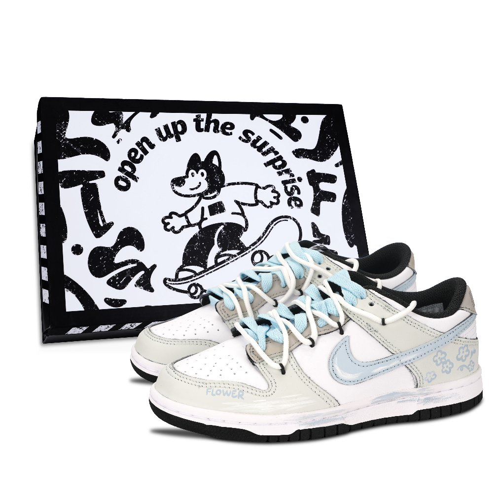 Nike Dunk Black White, Beautiful Garden Abrasion Resistant Low Top Skateboard Shoes Unisex Blue