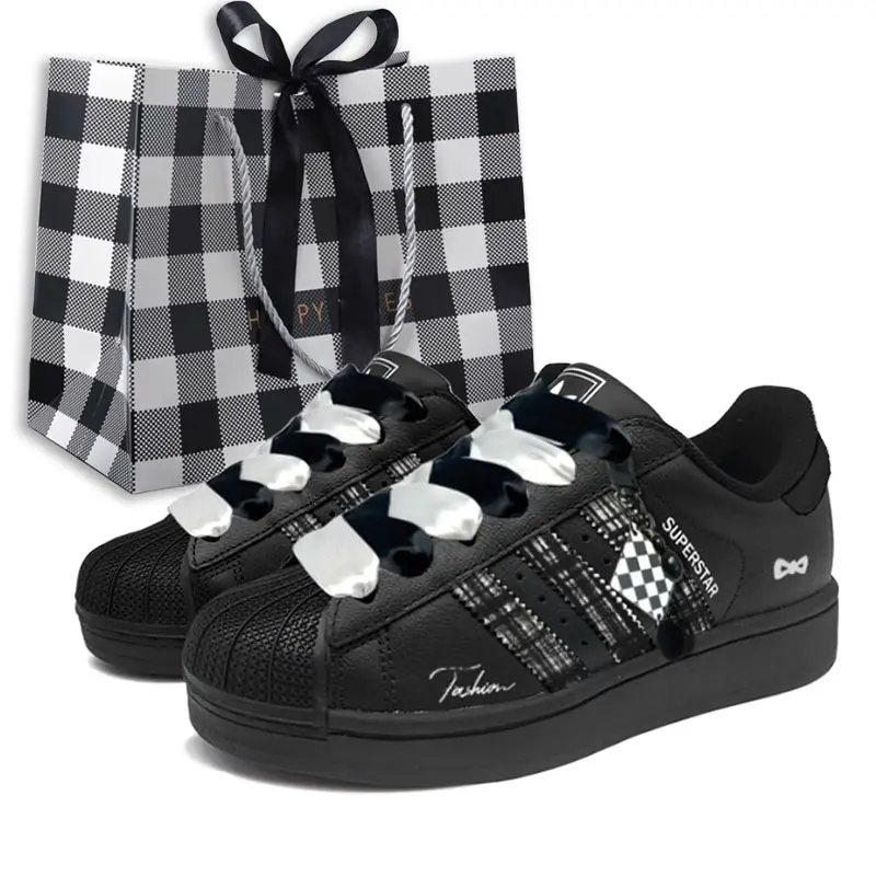 Adidas Originals Superstar 2 Black White Whisper, Shopping Bag Low top Skateboard Shoes Women's