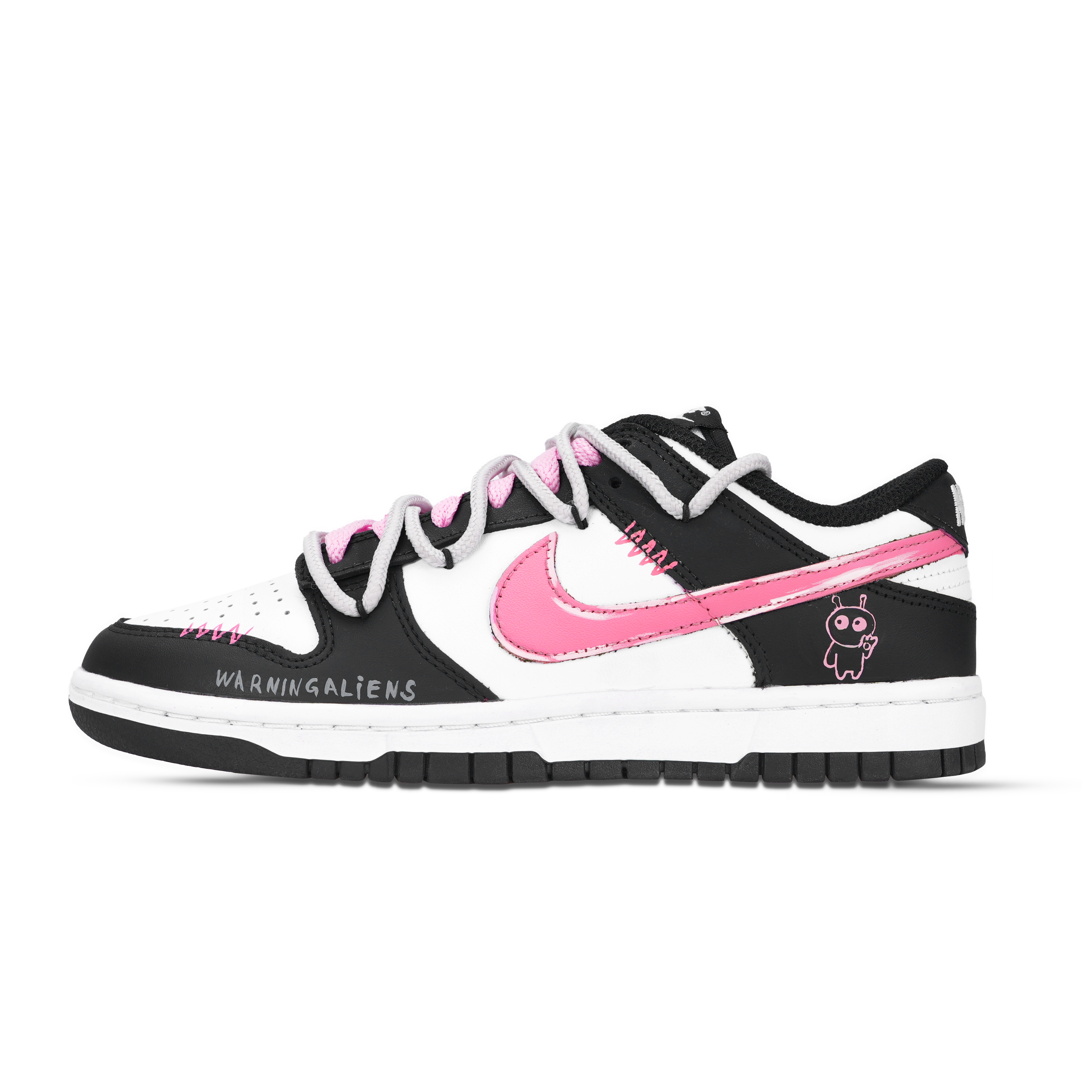 Nike Dunk Alien Abrasion Resistant Low top Skateboard Shoes Unisex Black Pink White