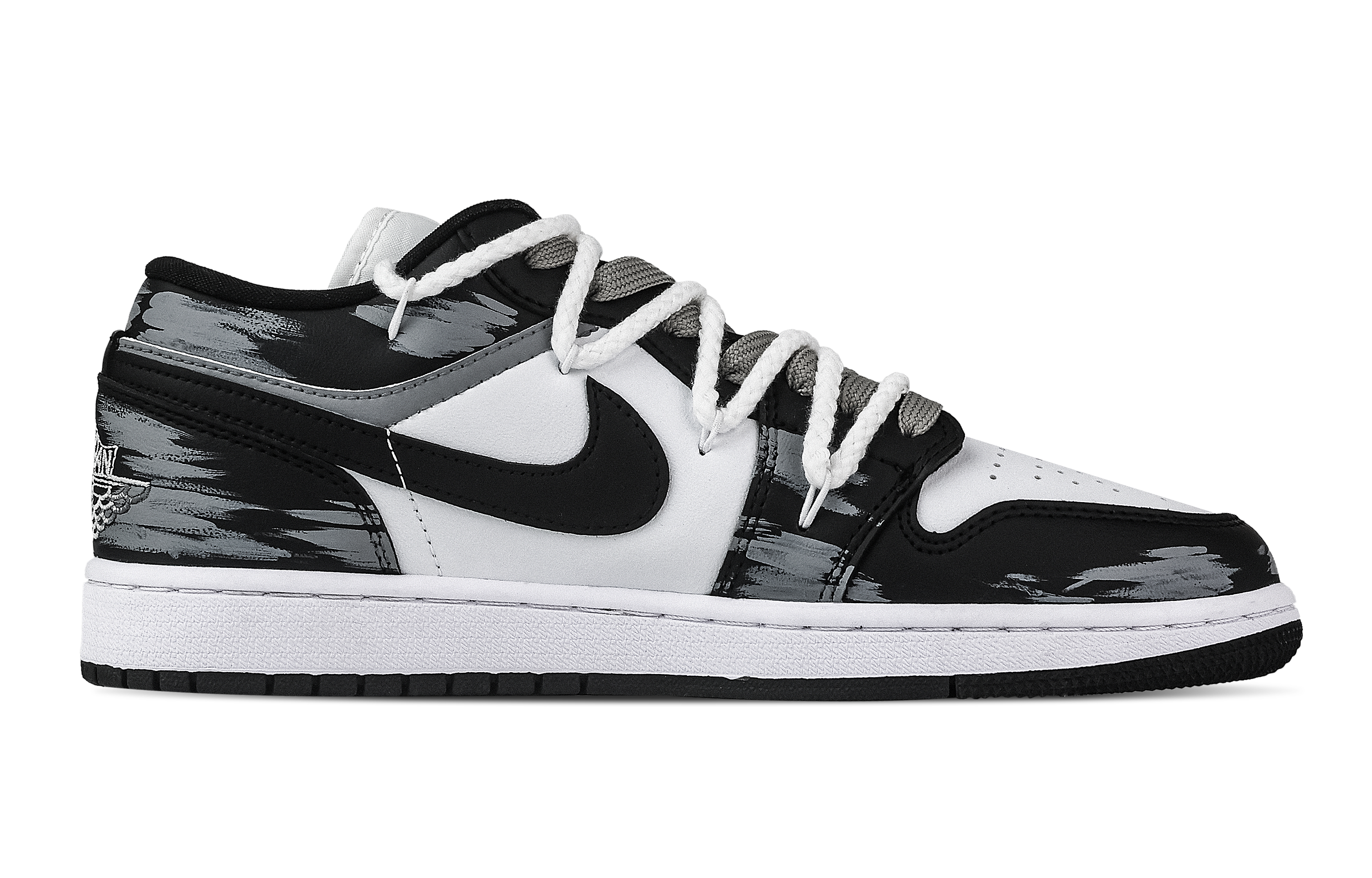 Jordan Air Jordan 1 Rose Branch Support Low top Vintage Basketball Shoes Unisex Black White Gray
