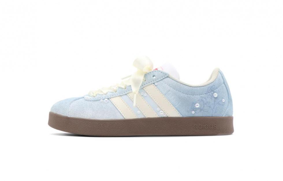 Adidas Neo VL Court 2.0 Pearl Roses Low-Top Skateboard Shoes Unisex Light Blue