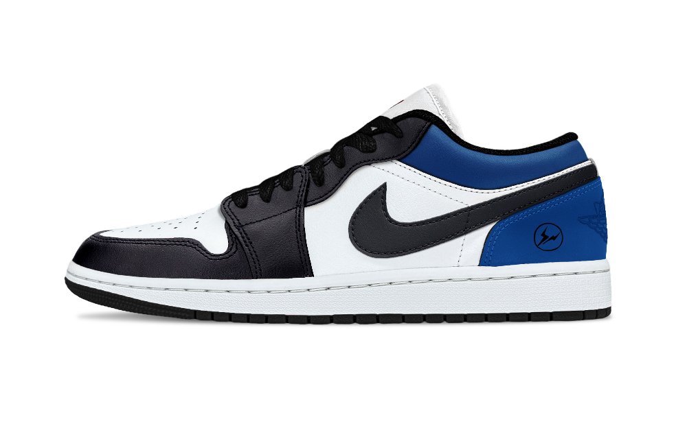 Jordan Air Jordan 1 Hiroshi Fujiwara Abrasion Resistant Low Top Vintage Basketball Shoes Unisex Black Blue