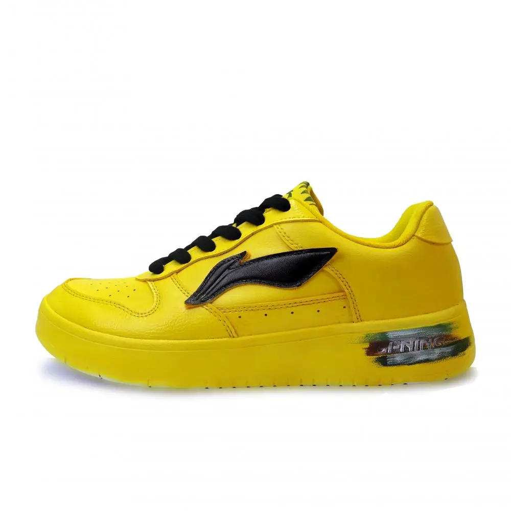 LiNing Pontoon Boats Abrasion Resistant, Lightweight, And Breathable Low Top Skateboard Shoes Unisex Yellow Black