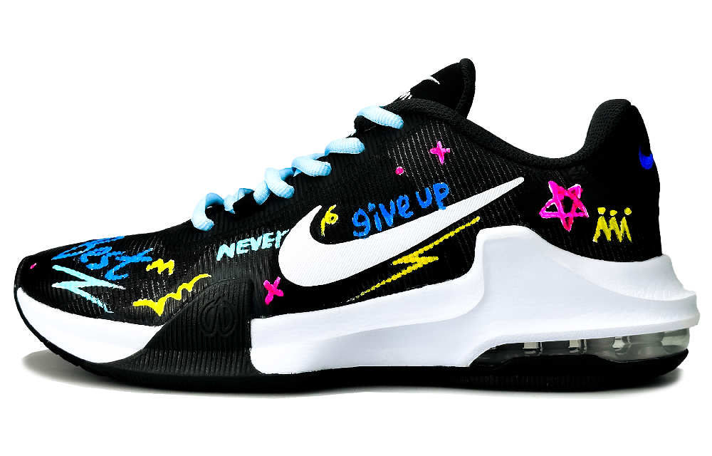 Nike Air Max Impact 4 Abrasion Resistant Low Top Basketball Shoes Men's Black White