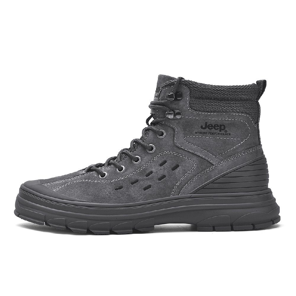 Jeep Anti-Slip Wear-Resistant High-Top Outdoor Shoes Men's Gray