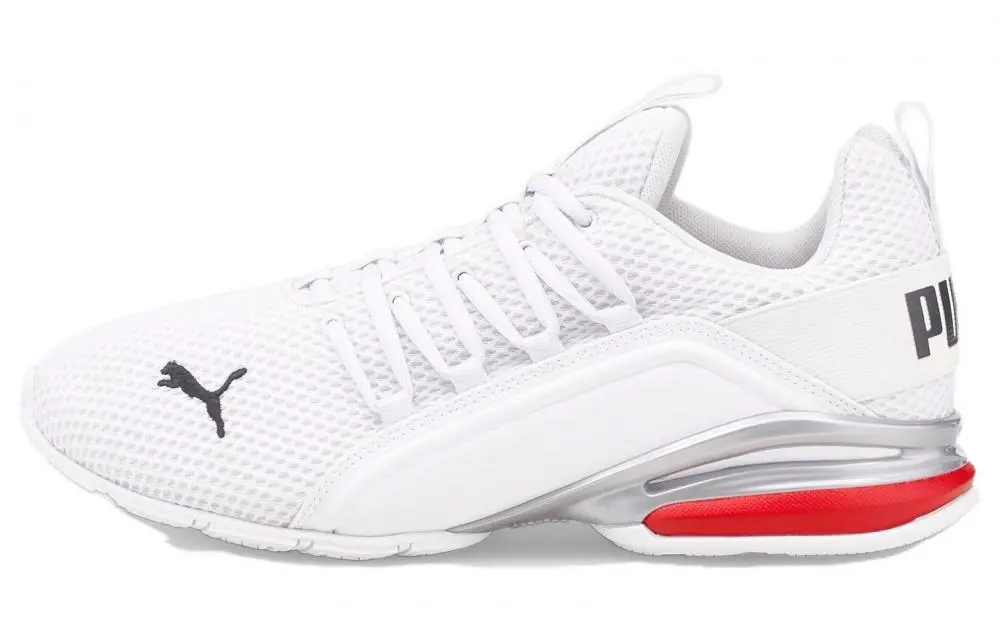 PUMA Axelion Slip Resistant Low Top Running Shoes Men's White Red