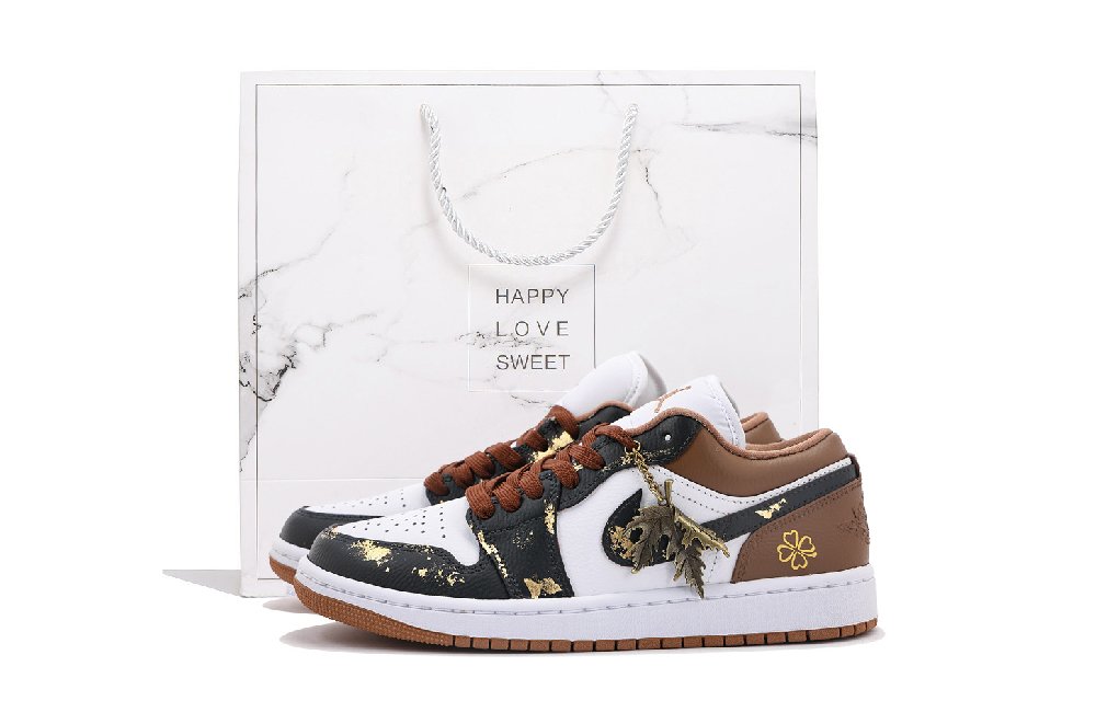 Jordan Air Jordan 1 Abrasion Resistant Low Top Vintage Basketball Shoes Unisex Dark Brown