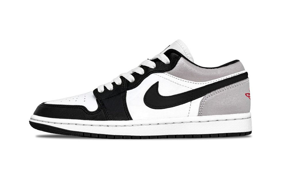 Jordan Air Jordan 1 Abrasion Resistant Low Top Vintage Basketball Shoes Unisex Black Silver