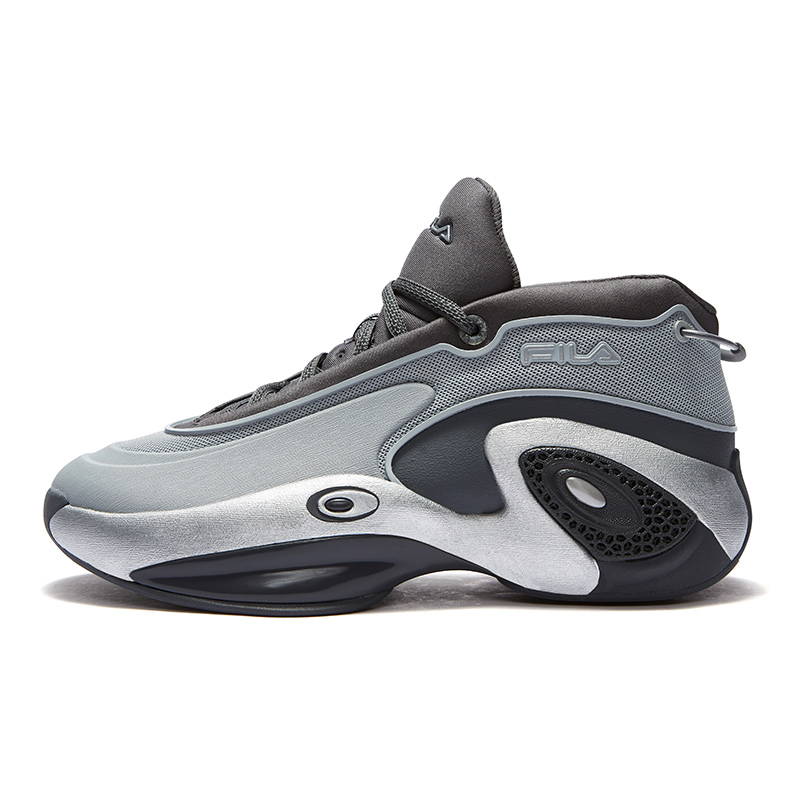 FILA FUSION Wear-Resistant Mid-Top Vintage Basketball Shoes Men's Castle Gray